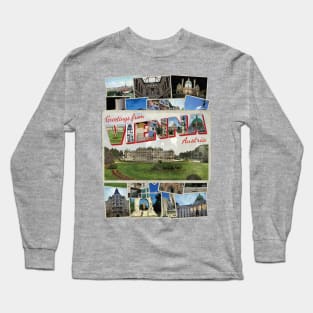 Greetings from Vienna in Austria Vintage style retro souvenir Long Sleeve T-Shirt